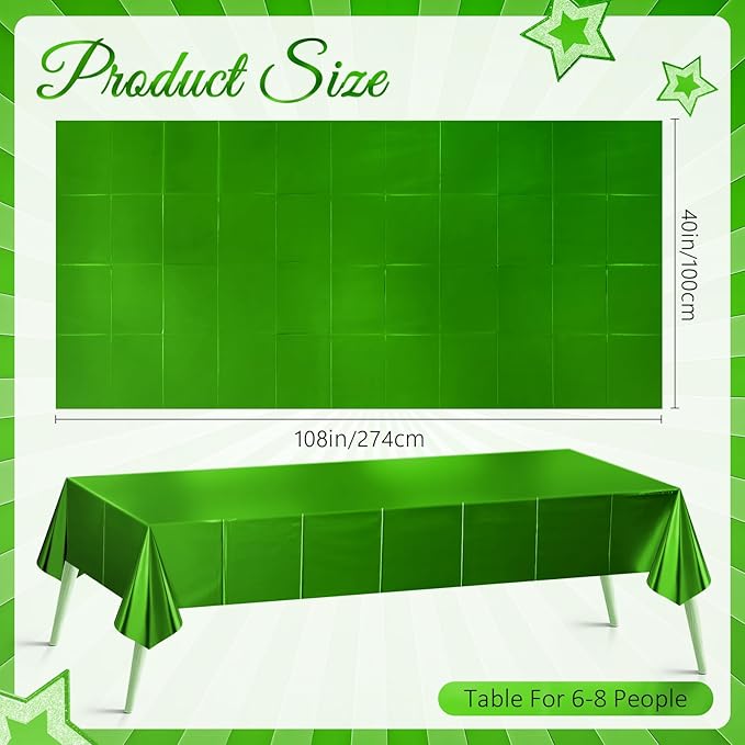 2 pcs Green Tablecloth Plastic -Stunning Metallic Matte Finish, 40" x 108" Christmas Table Cloth, Perfect for Jungle Safari Wild One Birthday Party Wedding Baby Shower Decorations