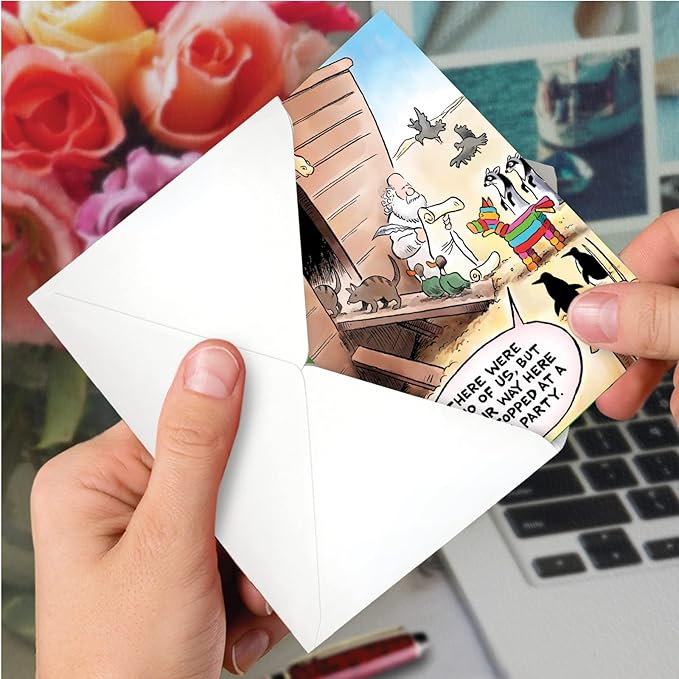 NobleWorks - Funny Birthday Greeting Card with 5 x 7 Inch Envelope (1 Card) Bday Ark Pinata C7951BDG