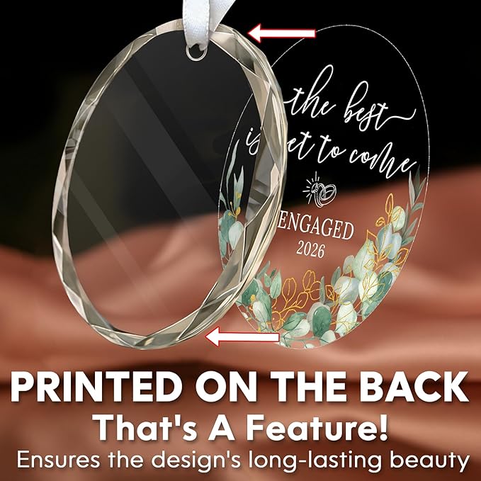 HEXMOZ Engagement Gifts for Couples - Engagement Gift for Women, Newly Engaged Couples, Her - Fiance Gifts for Women - Bride to Be Gift, Engaged Glass Ornament 2026 Party Decorations