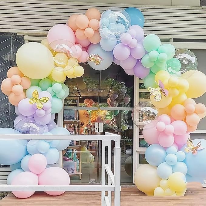 Macaroon Rainbow Balloon，Mixed Size 12/5 inch Pastel Colorful Latex Balloons For Birthday Wedding Baby Shower Easter Party Decorations