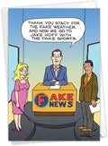 NobleWorks - 1 Funny Birthday Card Cartoons - Hilarious Comic Humor, Notecard with Envelope - Fake News Report C4653BDG