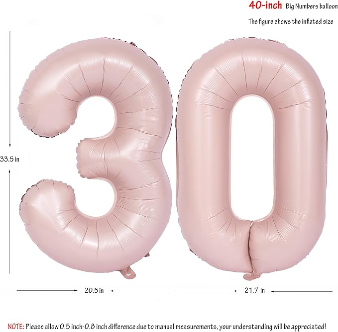 40 In Matte Pink Number Balloons Helium Foil Mylar Balloon Birthday Party banquet Decoration Digital 30