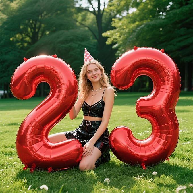 Red Number 2, Balloons 40 Inch Giant Foil Large 2 Number Balloons,Number 2 Digital Two Helium Balloons 12 20 21st Numbers Birthday Decorations for Parties, Anniversaries Supplies Decorations
