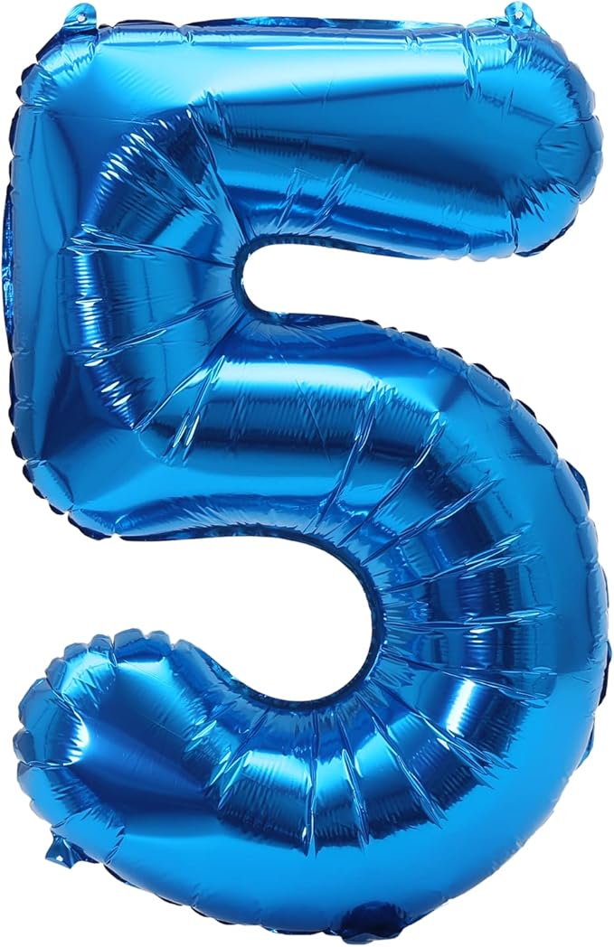 YPSelected 32 Inch Large Foil Helium Number Balloon Birthday Wedding Party 0-9 (Blue, 5)
