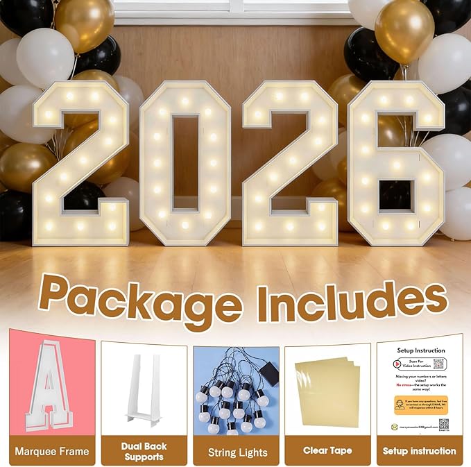 4FT Marquee Light Up Letters, Large Marquee Letters, Pre-cut Foam Board Letter C for Engagement Wedding Decorations Birthday Party Backdrop Decor, Balloon Arch Kit