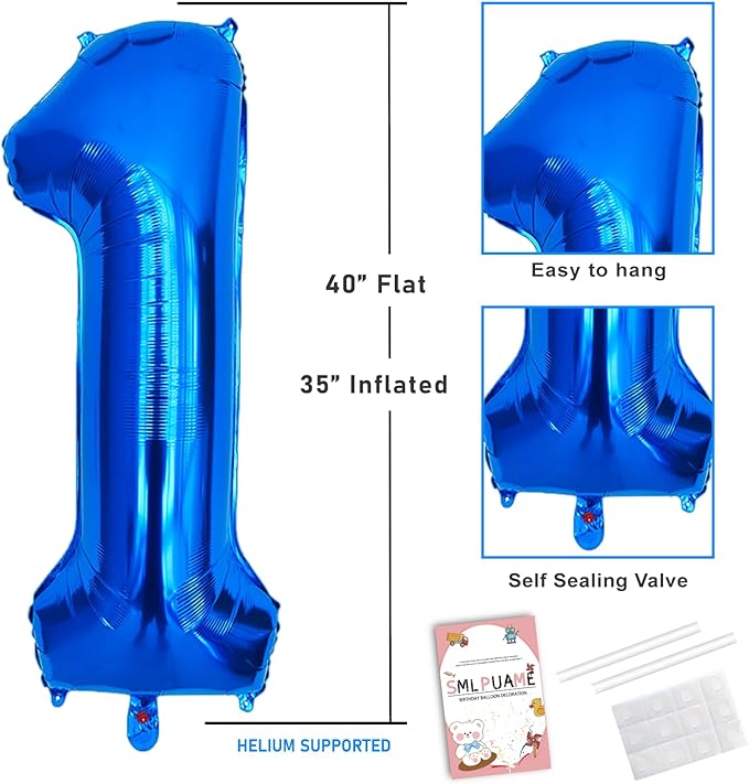 Smlpuame 40 Inch Navy Blue 2 Balloon for 2nd Birthday Party, Blue Two Number Balloon 12 21 22 Birthday Decorations for Boys Girls Men Women, Helium Giant Foil Number 2 Balloon