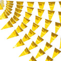 32.8FT Gold Glitter Triangle Pennant Banner Flag Metallic Bunting Outdoor Garland for Christmas Graduation Wedding Engagement Anniversary Bachelorette Birthday Bridal Shower Valentine's Party Decor