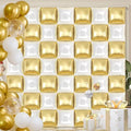50PCS White and Gold Square Foil Balloon Wall, 19'' Reusable DIY Mylar Double Side Balloons Garland Tunnel Arch Kit for Anniversary Baby Shower Bachelorette Birthday Engagement Bridal Decor