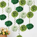 Green Flower Garland for Backdrop - 2 Pcs Hanging Artificial Paper Floral Garlands for Wedding Arch Party Decor, 8.2 Ft Fake Vines with Flowers for Bedroom Wall Window Home Decoration