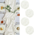 IVAPUPU 4 Pcs Cheesecloth Table Runner - 10ft Ivory White Easter Spring Boho Gauze Cheese Cloth Table Runners for Baby Shower Decoration Wedding Party Garden Farmhouse