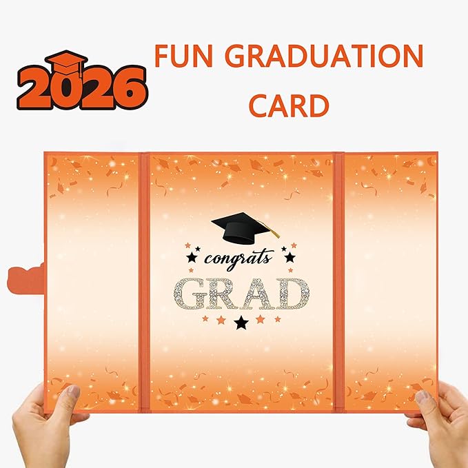 Vlipoeasn 2PCS Graduation Guest Book Alternative, Orange Class of 2026 Party Decorations, Grad Signature Book for 2026 College High School, Unique Graduation Gifts for Friends