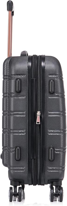 Rockland Melbourne Hardside 2 Piece Expandable Spinner Wheel Luggage Set, Carry-On 20" and Tote 14", Black