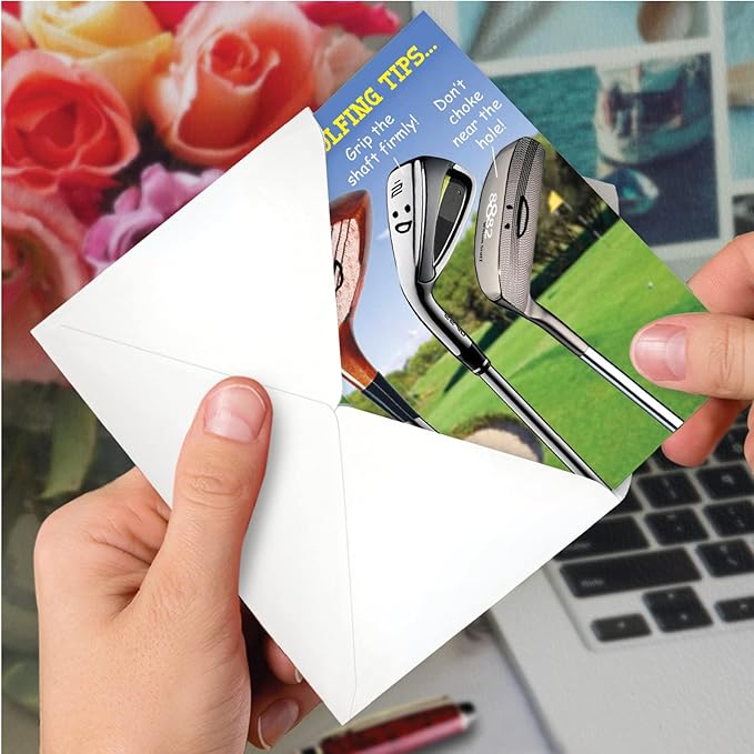 NobleWorks Pack of 3 Humorous Birthday Greeting Cards with Envelopes (1 Design, 3 Each) Birthday Golfing Tips Birthday C9002BDG-C3x1