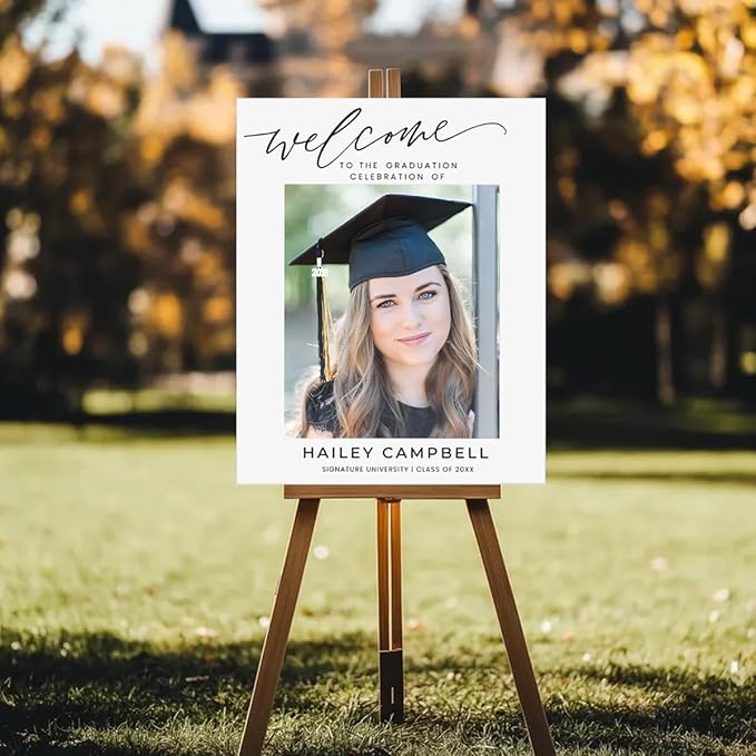Graduation Party Welcome Sign, Photo Graduation Poster, Greenery Grad Poster, Grad Party Decorations, Senior 2025 2026, Class of 2025 Welcome Board,Custom Grad Celebration Sign, Graduates, Canvas 8
