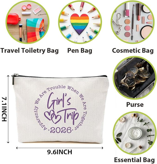 1 Pcs 3 Pcs 4 Pcs Makeup Bag, Girls Trip Gifts Favors Girls Weekend Gifts, Friendship Gifts for Women Bestie Bride