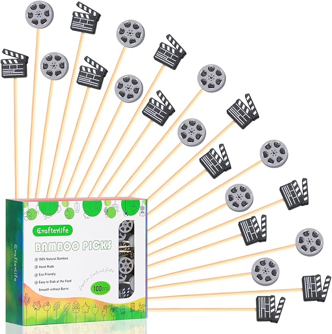 Movie Night Decoration Cocktail Picks Theme Decor Toothpicks Snack Sticks Food Sandwich Skewers Appetizer Charcuterie Garnishing for Family Movie Night Decorations Essentials Themed Party Supplies