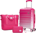 LARVENDER Carry on Luggage 22x14x9 Airline Approved, 20 Inch Hardside Suitcase with Wheels TSA Lock, PC+ABS Lightweight Travel Luggage Sets for Women, Berry Sparkling, 3 Piece Set