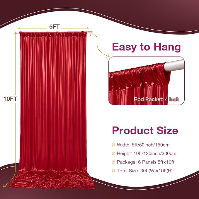 30x10 ft Wrinkle Free Red Sequin Backdrop Curtain for Parties,Thick Not Fall-Off Glitter Backdrop Drapes,6 Panels 5x10ft Shimmer Photo Back Drop Cloth for Wedding Birthday Photography Background