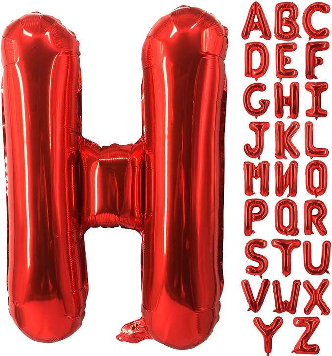 Lovoir 40 Inch Large Red Letter H Balloons Big Size Jumbo Mylar Foil Helium Balloon for Birthday Party Celebration Decorations Alphabet Red H