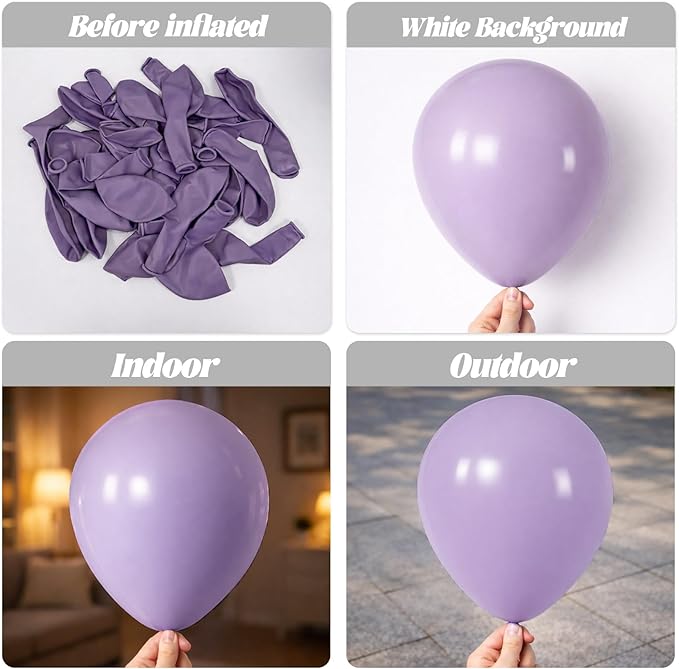 130pcs Lilac Purple Balloons Different Sizes 18" 12" 10" 5" Faded Purple Latex Balloon Garland Arch Kit for Birthday Baby Shower Graduation Wedding Gender Reveal Party Decorations