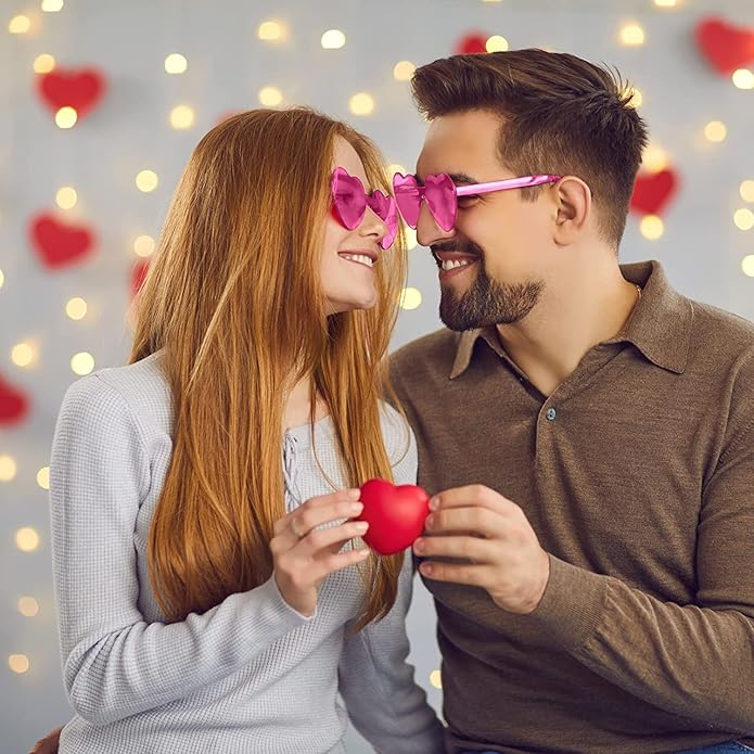 AEAHALY Heart Sunglasses for Women and Men Rimless Heart Shaped Sunglasses Bachelorette Bride Party Accessories