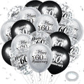60th Anniversary Balloons 18Pcs Black Silver 60th Anniversary Party Decorations for Women Men Black Silver 12Inch Happy 60 Latex Confetti Balloons for Indoor Outdoor Party Supplies