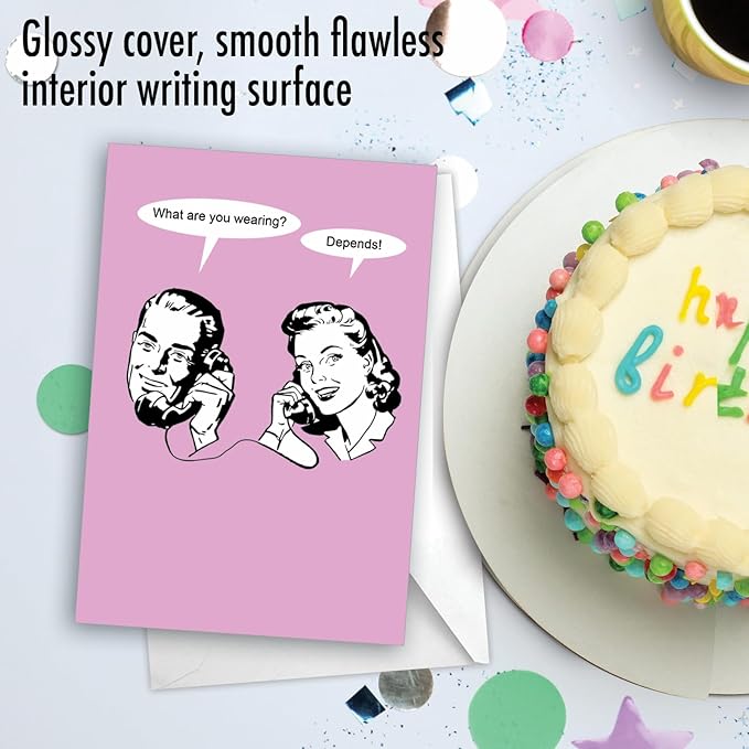 NobleWorks - 1 Hilarious Happy Birthday Card - Funny Retro Spouse Humor, Celebrate Birthdays - It Depends C3295BDG