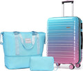 LARVENDER Luggage Sets 3 Piece, 20 Inch Carry on Luggage 22x14x9 Airline Approved Hardside PC+ABS Suitcase Set with Spinner Wheels TSA Lock, Lightweight Luggage Set for Women, Cotton Candy