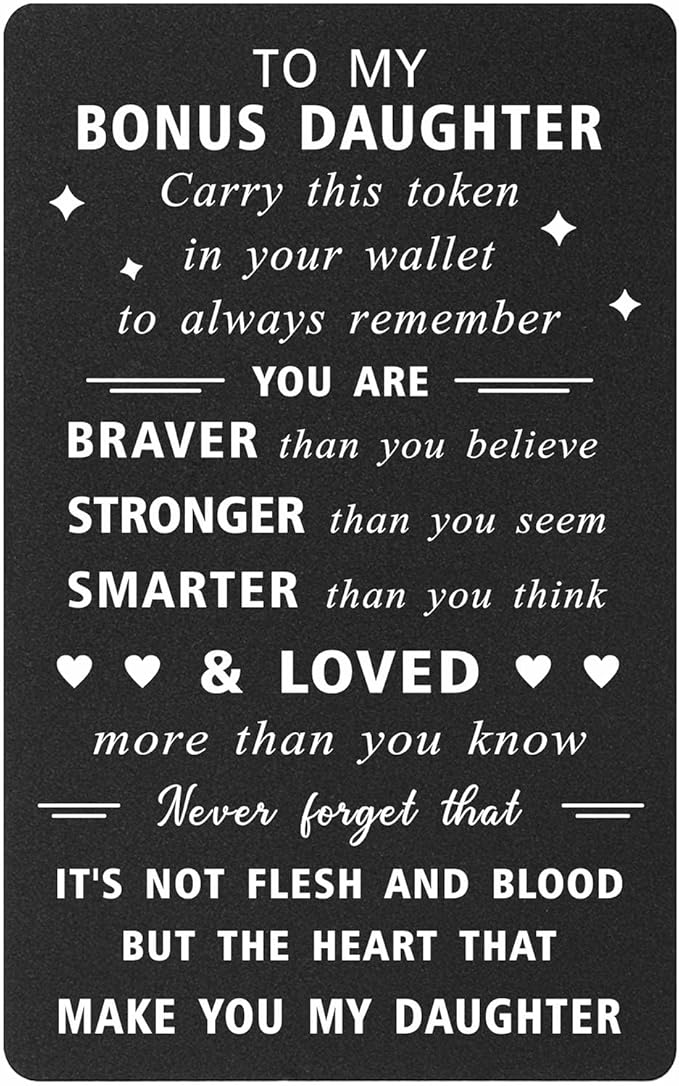 ENGZHI Stepdaughter Gifts Bonus Daughter Birthday Card - You Are Love More Than You Know - Step Adopted Girls Gifts from Stepmom Stepdad, Like A Daughter Wallet Card