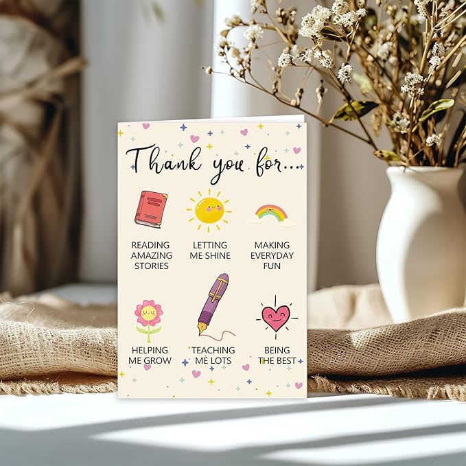 Cute Teacher Appreciation Gifts for Men Women, Funny Thank You Teacher Card, Thank You for Helping Me Grow