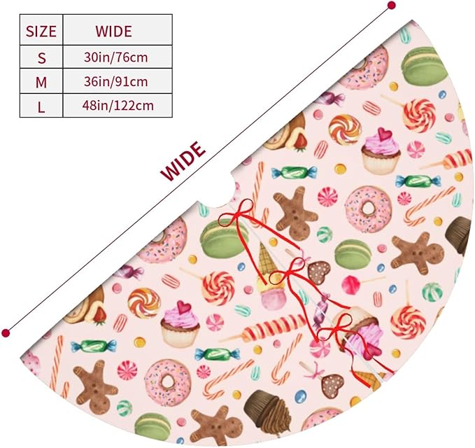 Candy Gingerbread Man Tree Skirt Xmas Tree Mat Christmas Ornaments Decorations Holiday Party Indoor Outdoor 36"