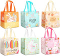 6PCS Happy Easter Egg Hunt Bags Easter Bunny Carrot Chick Egg Gift Bags with Handles, Easter Treat Bags, Multifunctional Non-Woven Bags for Gifts Wrapping, Egg Hunt Game, Easter Party Supplies,