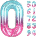Starry Sky Number Balloon 40 Inch, 0 Number Balloons, 10 20 30 40 50 Numbers Balloon Birthday Decorations, Party Supplies for Women