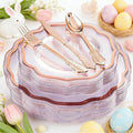 NOCCUR 150PCS Rose Gold Plastic Plates&Rose Gold Silverware-Include 30Dinner Plates, 30Salad plates, 90 Disposable Rose Gold Utensils- Ideal for Weddings/Party/Easter Day