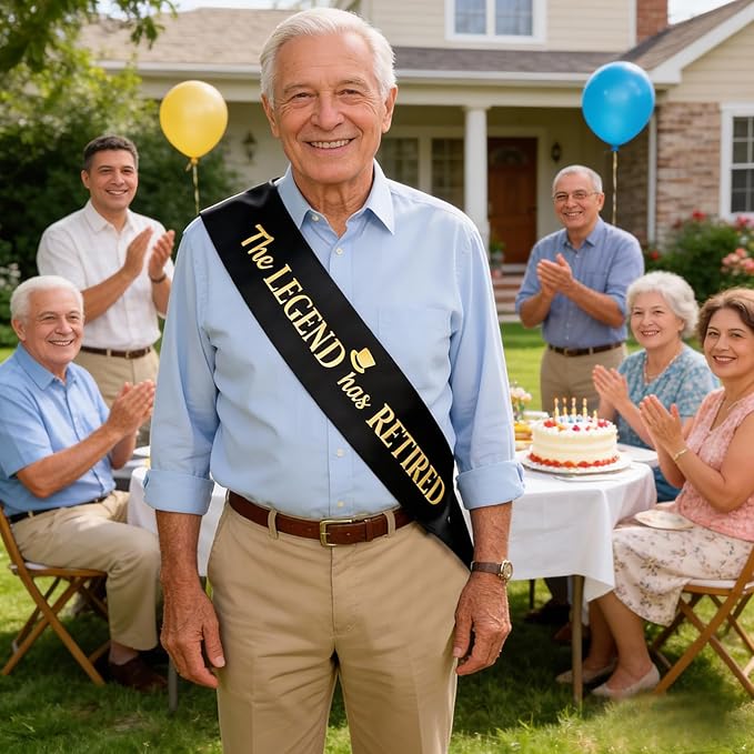 meleg otthon The Legend has Retired Sash, Black and Gold Foil Retirement Sash with Oversized Safety Pin for Men, Suitable for Retirement Party, Events and Decorations