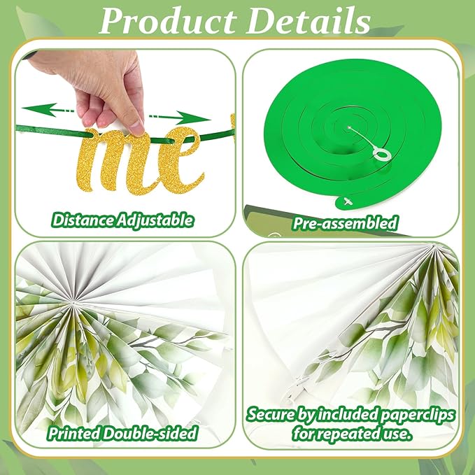 40PCS Retirement Party Decorations Sage Green Happy Retirement Banner Paper Fans Foil Curtains Hanging Swirls Tissue Pom Poms Balloons Decor