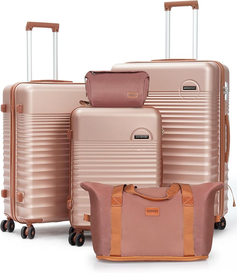 CONCEPTEN Luggage Sets 5 Piece, Suitcases with Wheels, Hardshell Suitcase Set, ABS Carry on Luggage Set with TSA Lock, Travel Luggage