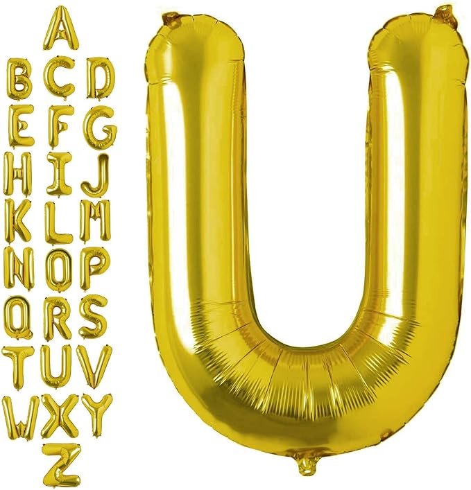 40 Inch Gold Letter U Balloons, DIY Phrase Foil Alphabet Letter U Balloons DIY Word U Banner for Birthday Anniversary Celebration Graduation Party Supplies Decoration
