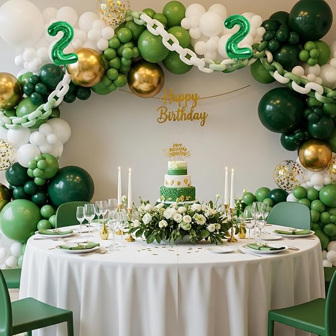 TONIFUL Number Balloons 16 Inch Green 2 Set 0-9 Number Mylar Foil Balloons 20 Pcs Custom digitalal for 2026 New Year Eve Birthday Party Engagement Graduations Anniversary Baby Shower Decor