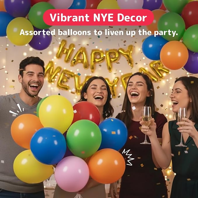 Prextex 300 Party Balloons 12 Inch 10 Assorted Rainbow Colors - Bulk Pack of Strong Latex Balloons for Party Decorations, Birthday Parties Supplies or Arch Decor - Helium Quality