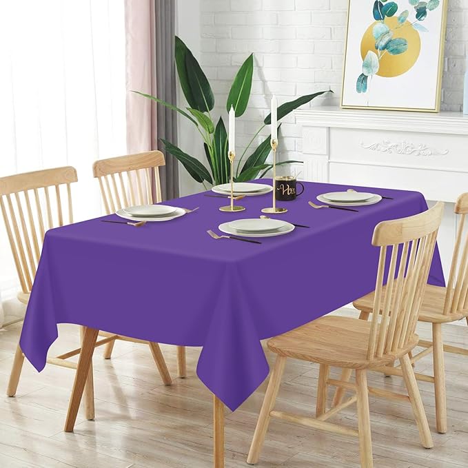 Mulbozy 12 Pcs Dark Purple Plastic Tablecloth for Rectangle Table, 54 × 108 inches Disposable Purple Party Table Covers for Birthday, Anniversary, Wedding, Fine Dining, Graduation Party Decoration…