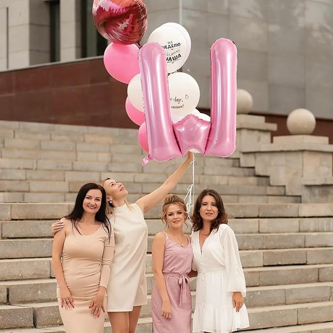 TONIFUL 40 Inch Large Pink Letter W Balloons Giant Foil Mylar Alphabet Balloon for Birthday Party Anniversary Baby Shower Wedding Supplies Decorations