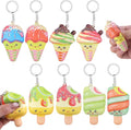 Anboor Mini Food Squishies Toys - 8pcs Soft Kawaii Ice Cream Popsicles Squeeze Stress Relief Sensory Toys for Kids, Slow-Rising Squishies Keychain Fidget Toys for Party Favors Goodie Bag Fillers