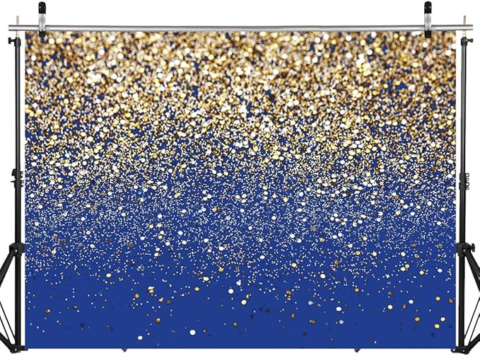SJOLOON Blue Glitter Backdrop Royal Photo Backdrop for Birthday Party Decoration Graduation Studio Props 12558 (12x10FT)