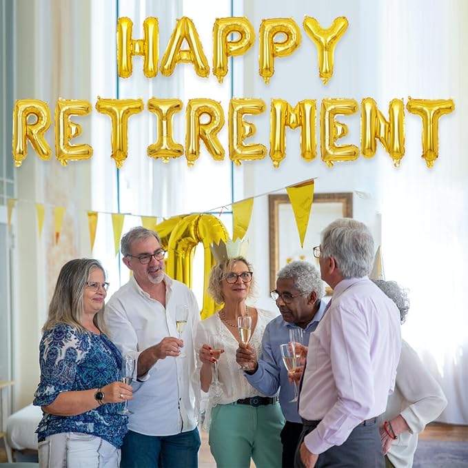 2 Set 30Pcs Gold Happy Retirement Letter Balloons 16in Balloon Foil Letter Decorations Party Decor Gold Letter Balloons Happy Retirement Party Supplies
