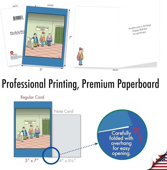 NobleWorks - 1 Funny Birthday Greeting Card w/ 5 x 7 Envelope For Men, Him - Bday Purse Holders C8709BDG