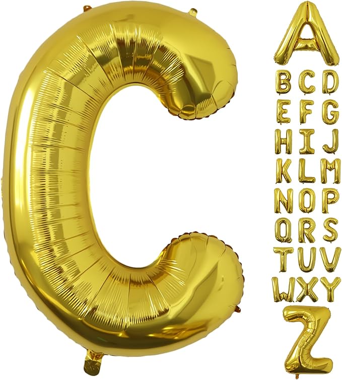 Letter Balloons Gold Party Balloon - 40 Inch Large Gold Letter C Balloon, Letter Balloon Birthday Decorations, Balloon for Women Men Anniversary Party Decorations Supplies