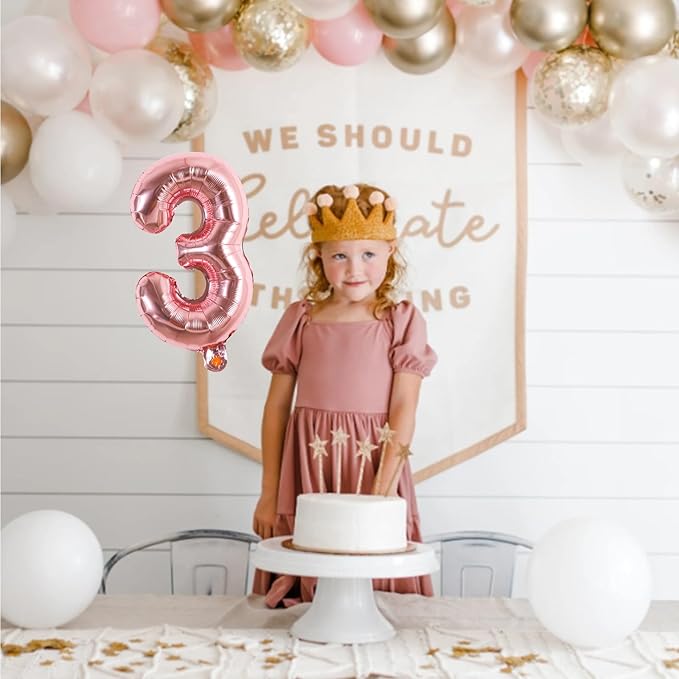 TONIFUL Balloons 16 Inch Rose Gold 0-9 Number Mylar Foil Balloons 10 Pcs Custom digitalal Balloons for 2026 New Year Eve Birthday Party Engagement Graduations Anniversary Baby Shower