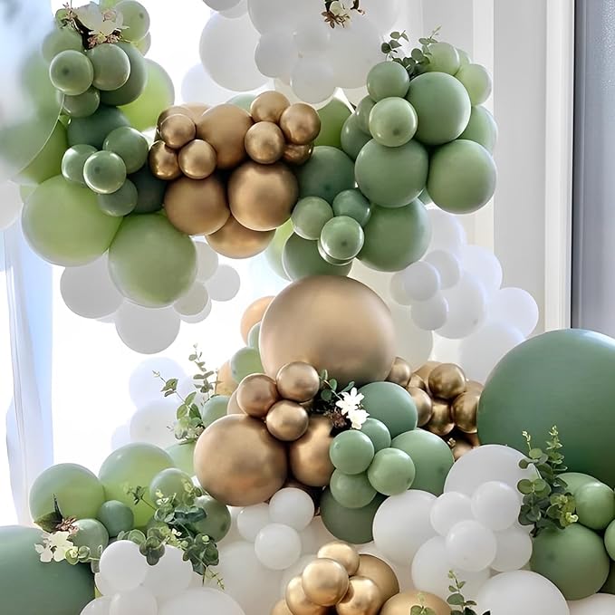 110pcs Sage Green Balloons 12inch Olive Green Latex Party Balloons for Graduation, Wedding, Birthday, Bridal Shower, Baby Shower, Anniversary Party Decorations