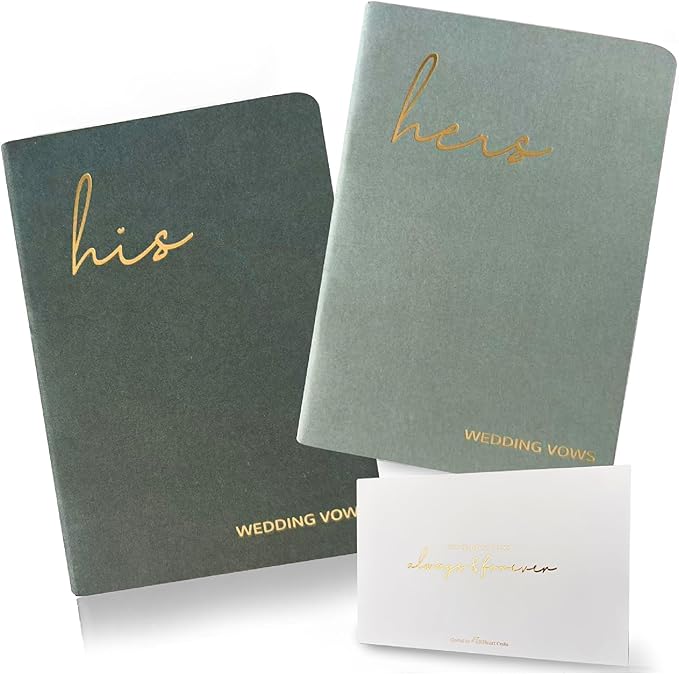 Vow Books His and Hers, Wedding Vow Books with Soft Touch Gold Foil Engraving, Wedding Essentials, Wedding Accessories